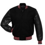Authentic Black Letterman Jacket with Black Leather Sleeves